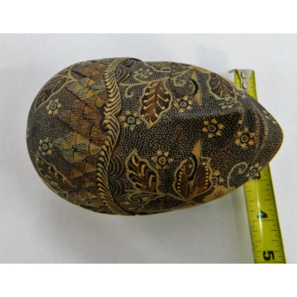 Poplier Batik Fabric Wood Mask Trinket Box Container Indonesian Eclectic - Picture 12 of 15